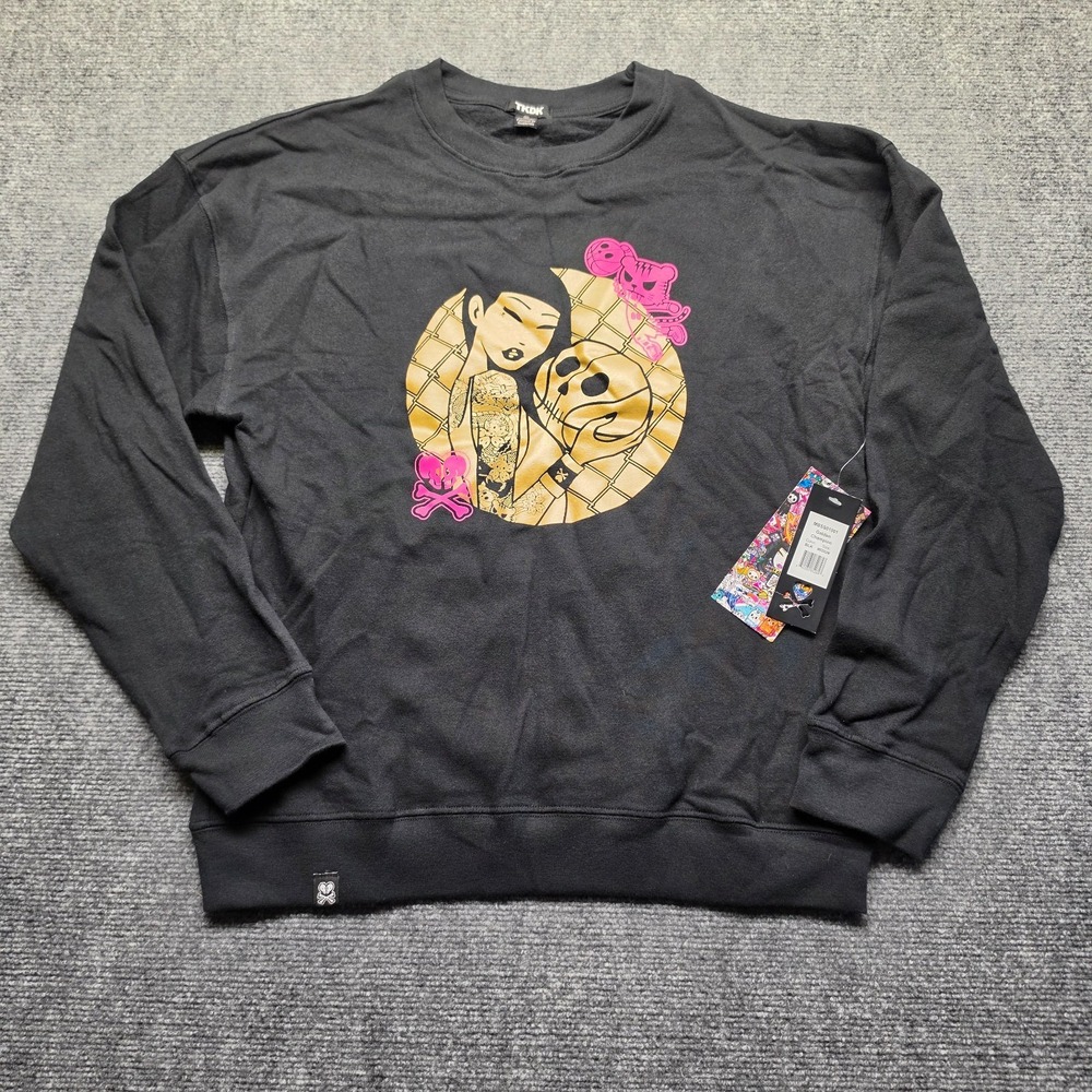 Tokidoki TKDK Golden Champion Crewneck Sweatshirt Medium Black Anime Girl
